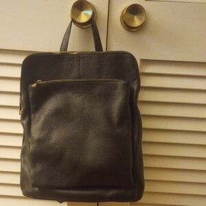 Black Italian Leather Three Way Strap Backpack